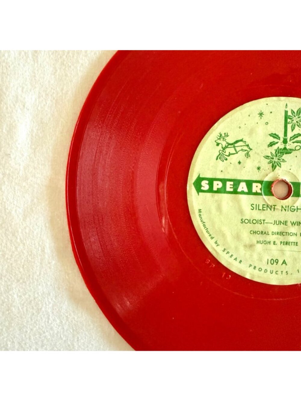 Vintage 1950s Silent Night Red Vinyl 78 Record Christmas Decor Spear Records - Picture 12 of 12